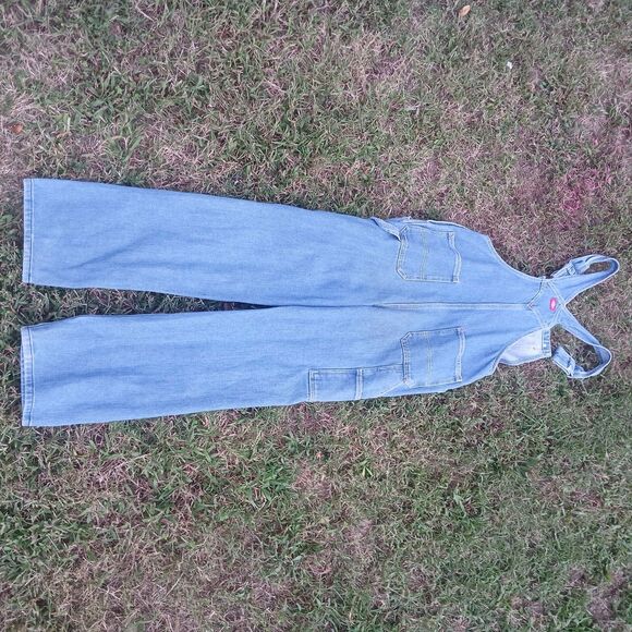 Dickies Bib Overalls Fall Womens L Y2K Artsisan Blue Denim Artsy DIY Outdoor - Picture 16 of 16